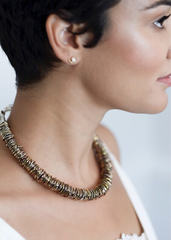 Tri Colour Silver Gold Plated Wires Collarette