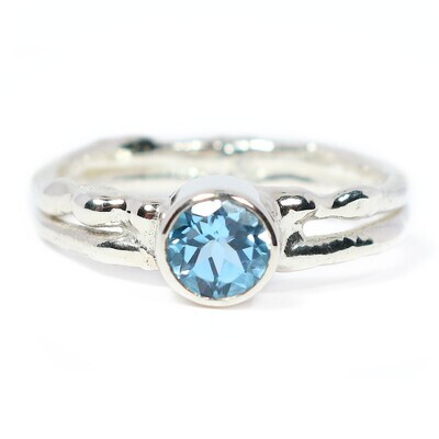 Silver Swiss Blue Topaz  Cyclone 2 Ring