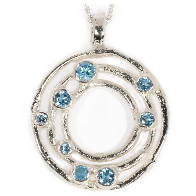 Silver Swiss Blue Topaz Cyclone 3 Pendant
