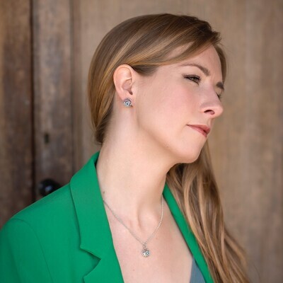 Silver Swiss Blue Topaz Montana Swirl Stud Earrings