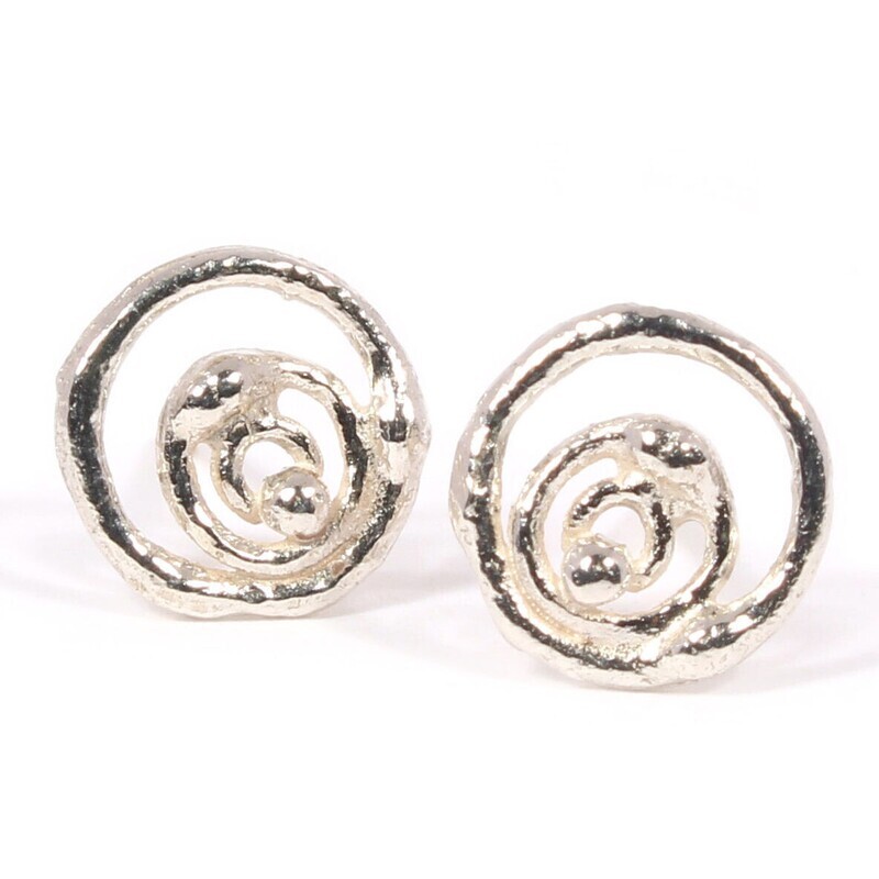 Silver Montana Swirl Stud Earrings (8mm diameter)