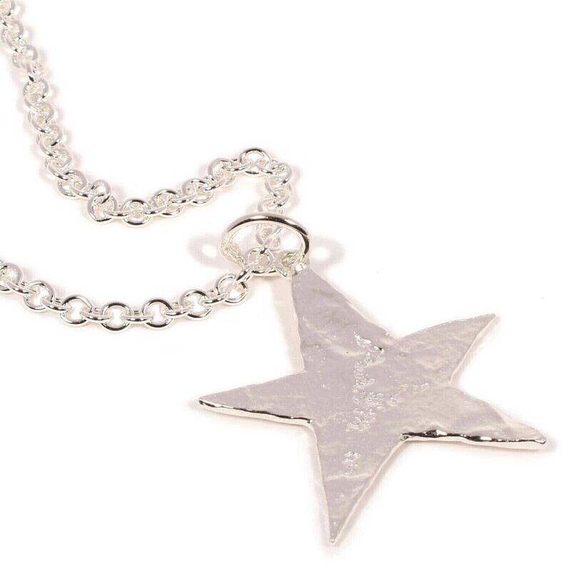 Silver Star Pendant &amp; Chain (35mm wide)