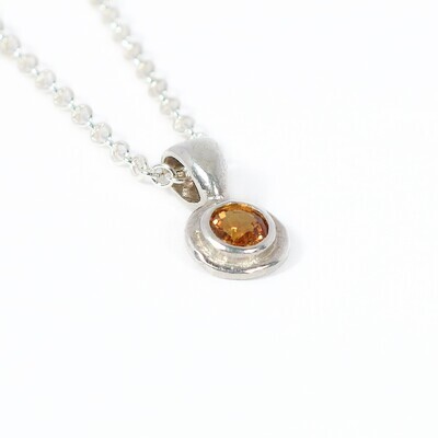 Silver Orange Sapphire Cyclone Pendant &amp; Chain
