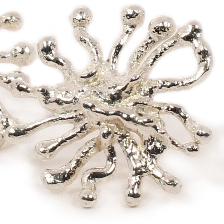 Silver Sunray Coral Stud Earrings
