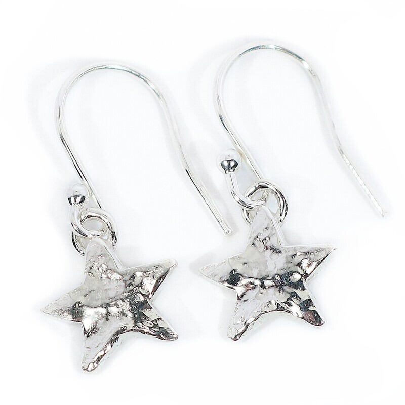 Silver Baby Star Drop Earrings (10mm wide)