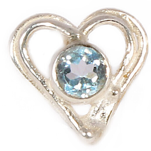 Silver Sky Blue Topaz Open Wire Heart Stud Earrings