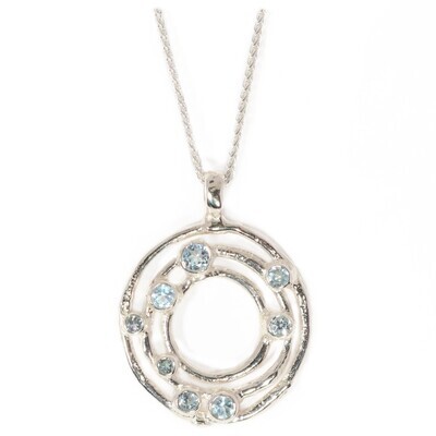 Silver Sky Blue Topaz Cyclone 3 Pendant