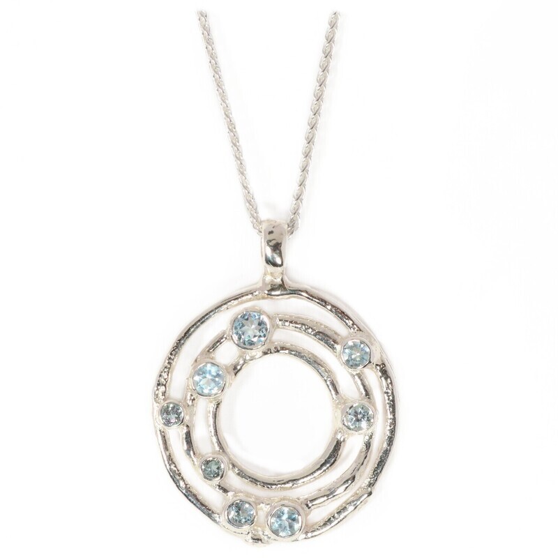 Silver Sky Blue Topaz Cyclone 3 Pendant