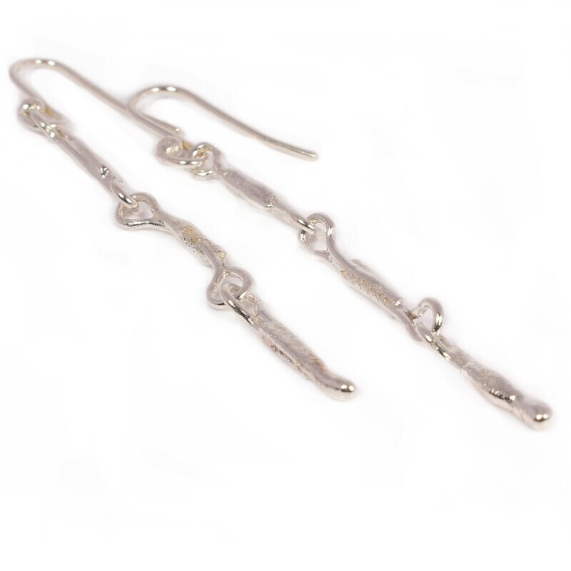 Silver Triple Hairpin Drop Earrings