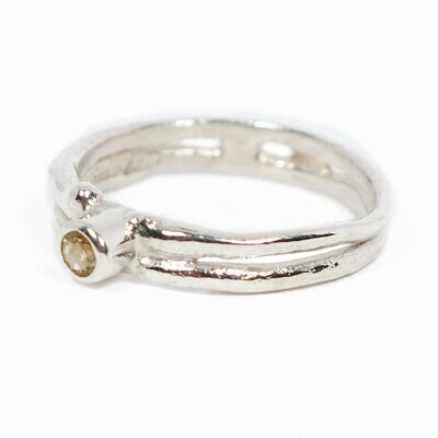 Silver Yellow Sapphire Cyclone 2 Ring