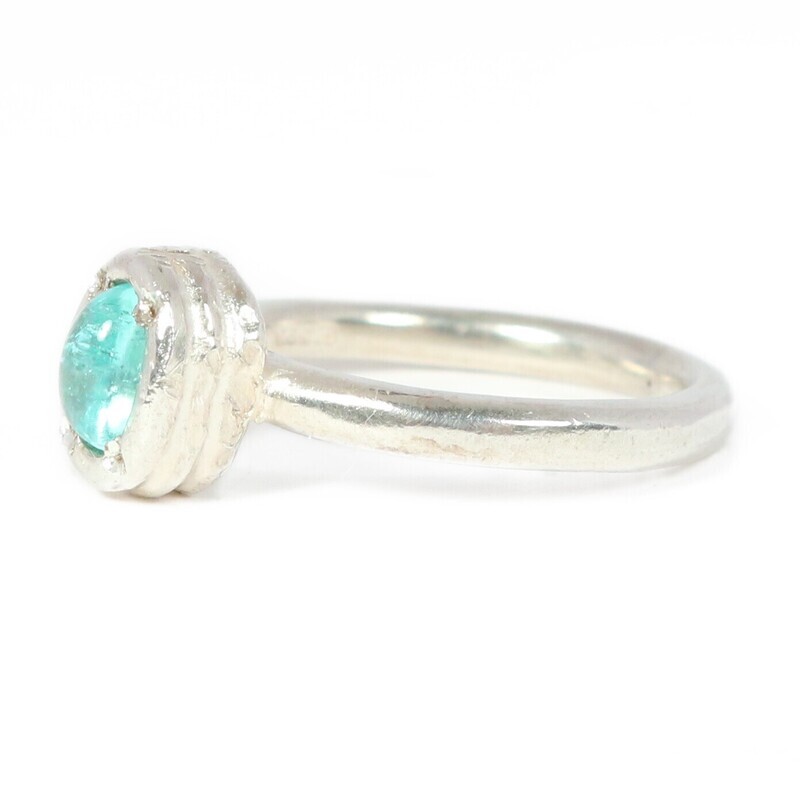 Silver Oval Paraiba Tourmaline Tutti Fruiti Ring