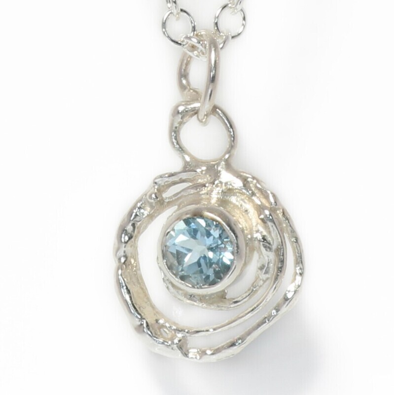 Silver Sky Blue Topaz Montana Swirl Pendant &amp; Chain