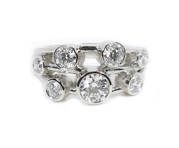Platinum 1.52ct Diamond Seven-Stone Polished Twister Ring