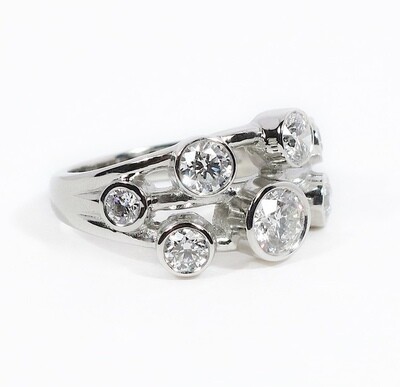 Platinum 1.52ct Diamond Seven-Stone Polished Twister Ring
