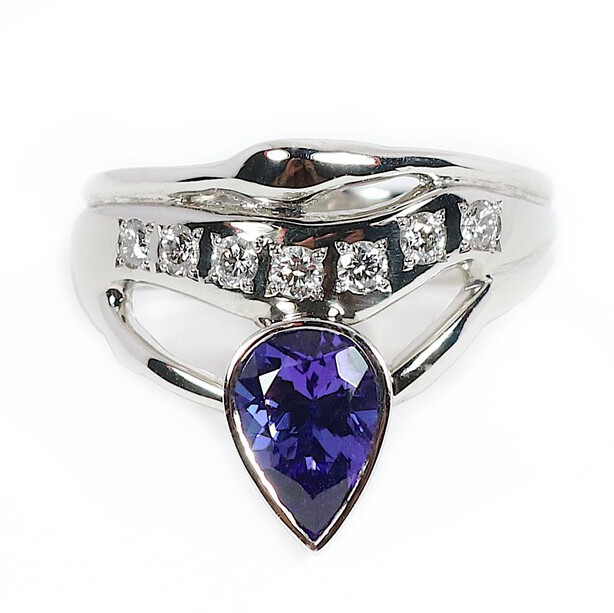 Platinum Tanzanite and Diamond Twister Ring