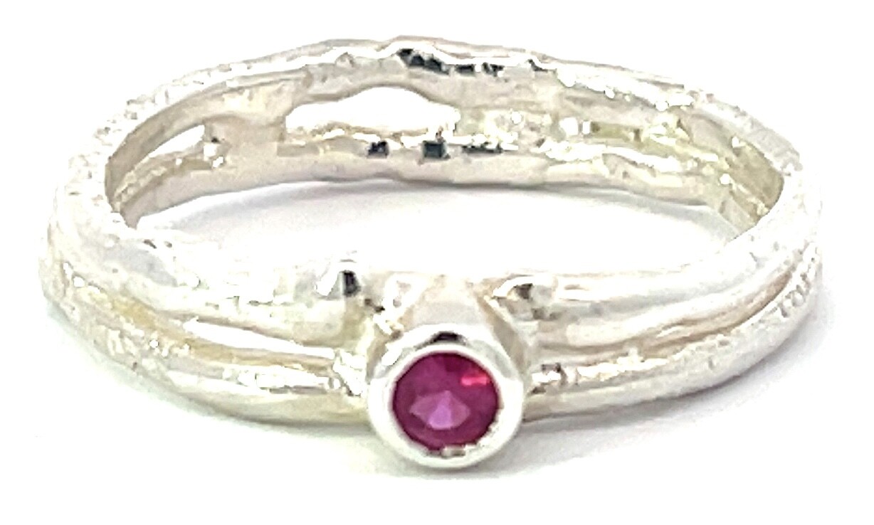 Silver Pink Sapphire Cyclone 2 Ring