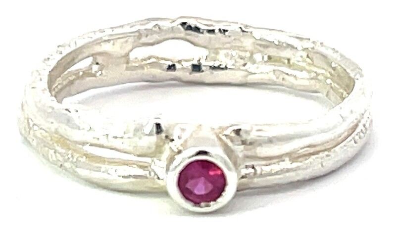 Silver Pink Sapphire Cyclone 2 Ring