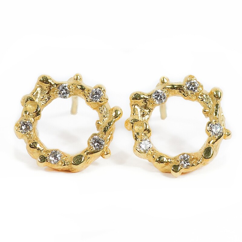 18ct Yellow Gold Diamond Filigree Stud Earrings