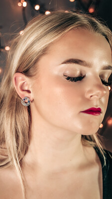 Silver Tanzanite Cyclone 3 Ear Stud Earrings