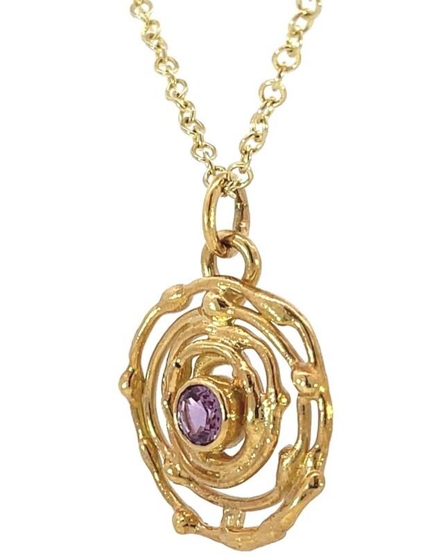 9ct Gold Pink Sapphire Montana Swirl Pendant