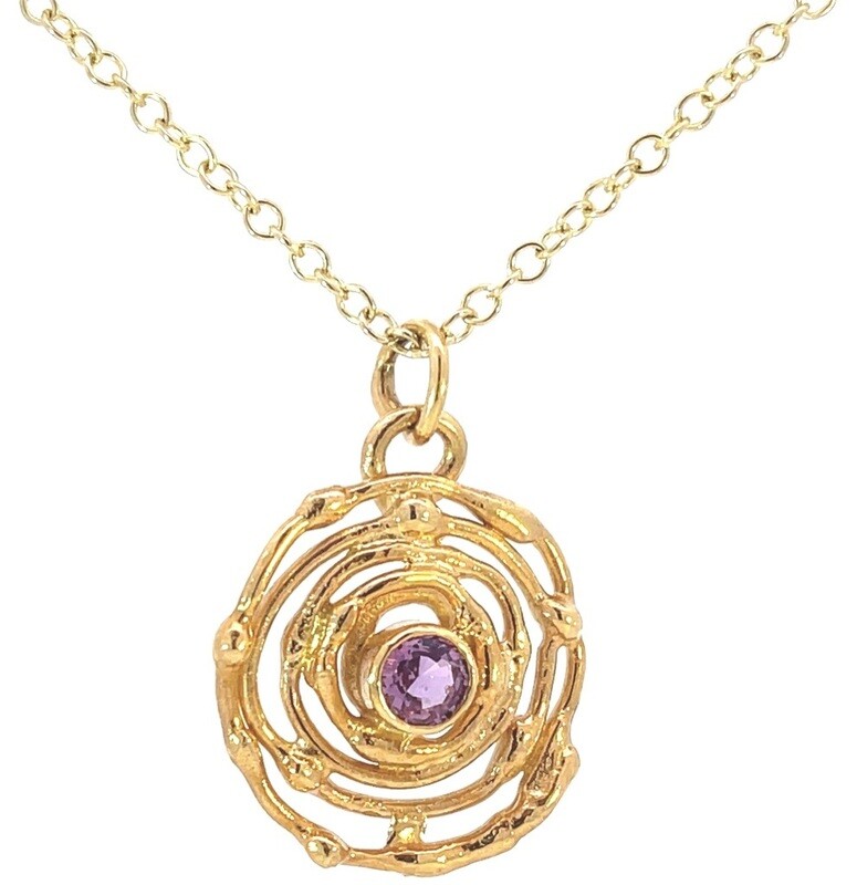9ct Gold Pink Sapphire Montana Swirl Pendant