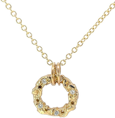 9ct Gold Filigree Diamond Pendant  (18mm diameter)