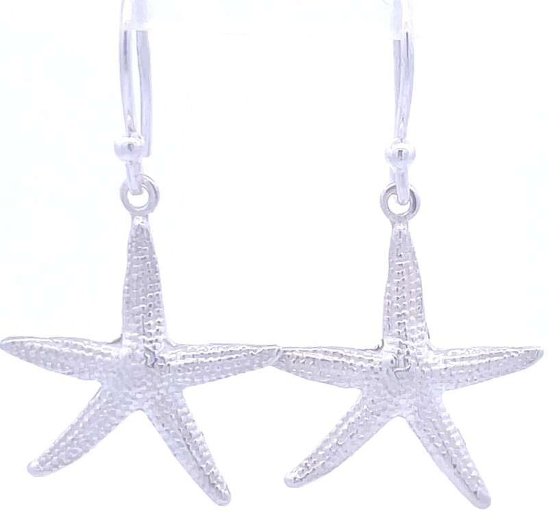 Silver Starfish Drop Earrings