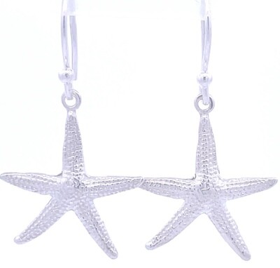 Silver Starfish Drop Earrings