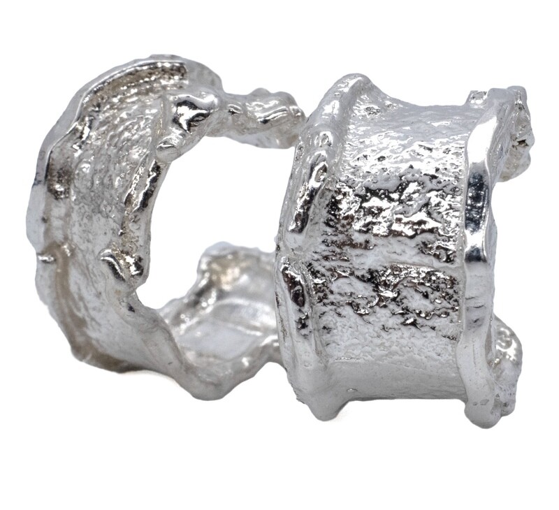 Silver Scrunchie Stud Earrings (7.5mm wide)