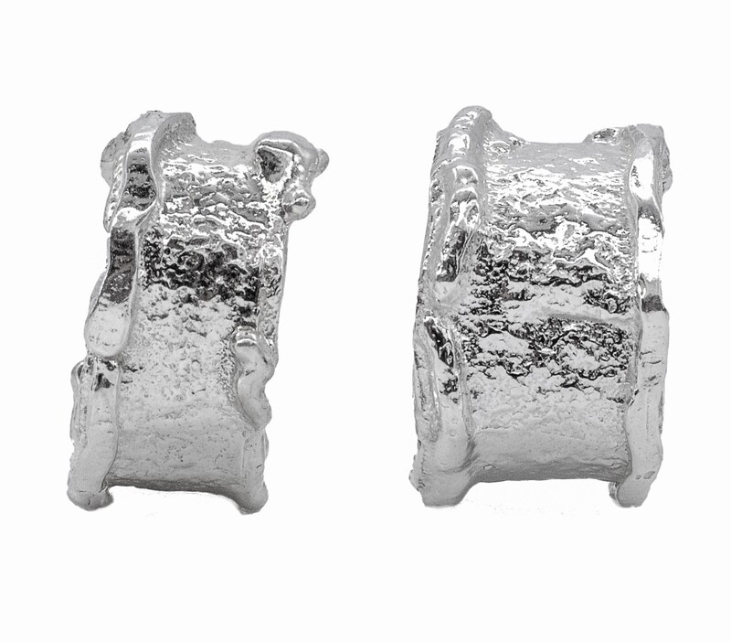 Silver Scrunchie Stud Earrings (7.5mm wide)