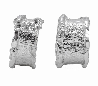 Silver Scrunchie Stud Earrings (7.5mm wide)