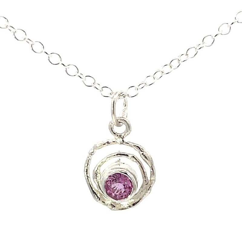 Silver Pink Sapphire Montana Swirl Pendant