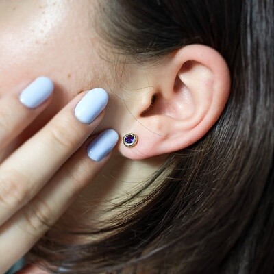 9ct Gold Amethyst Cyclone Stud Earrings