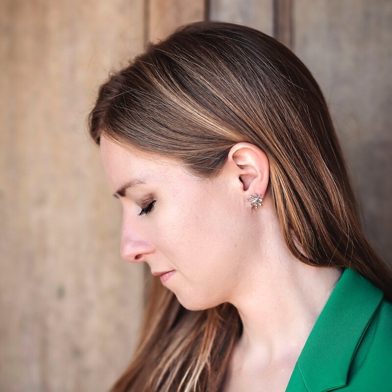 Silver Coral Stud Earrings (15mm wide)