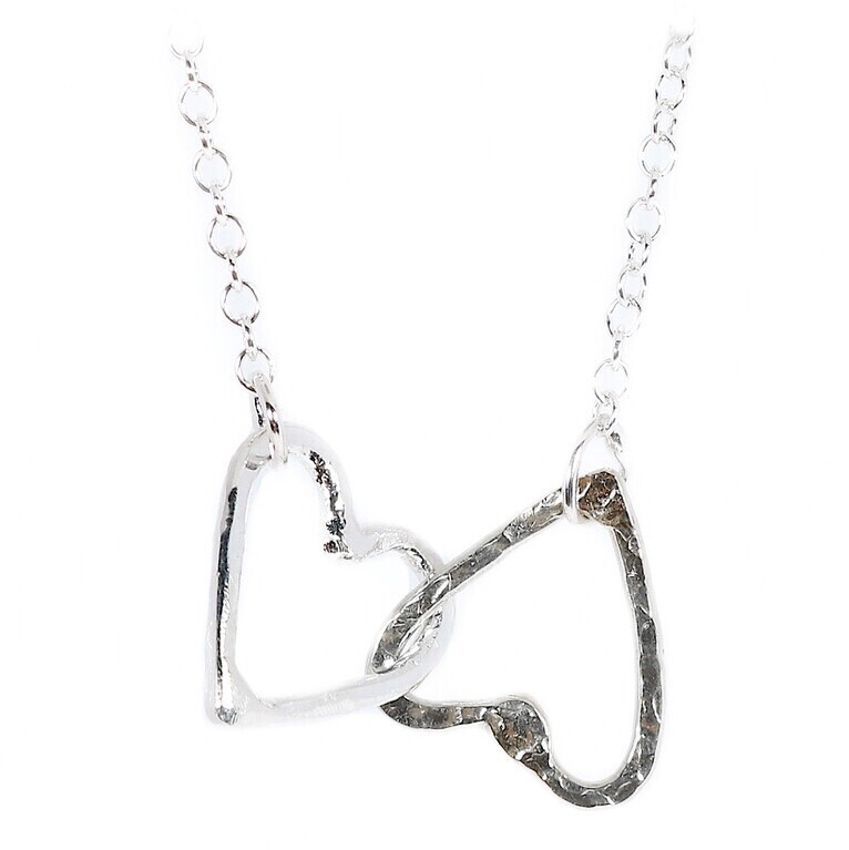 Silver 15mm Double Heart Necklace
