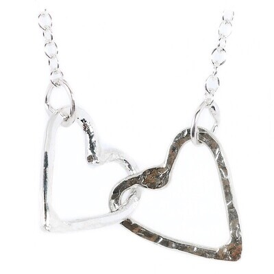 Silver 15mm Double Heart Necklace