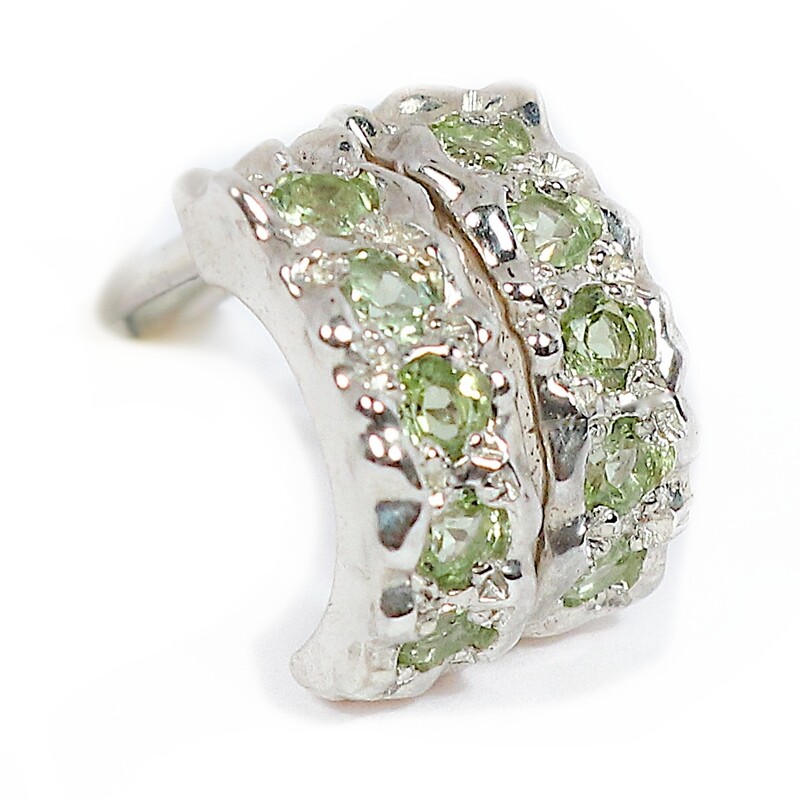 Silver Peridot Filigree Hoop Earrings