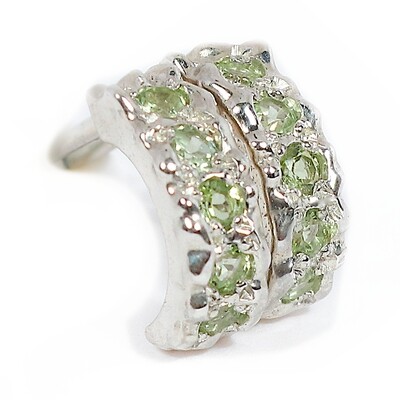 Silver Peridot Filigree Hoop Earrings