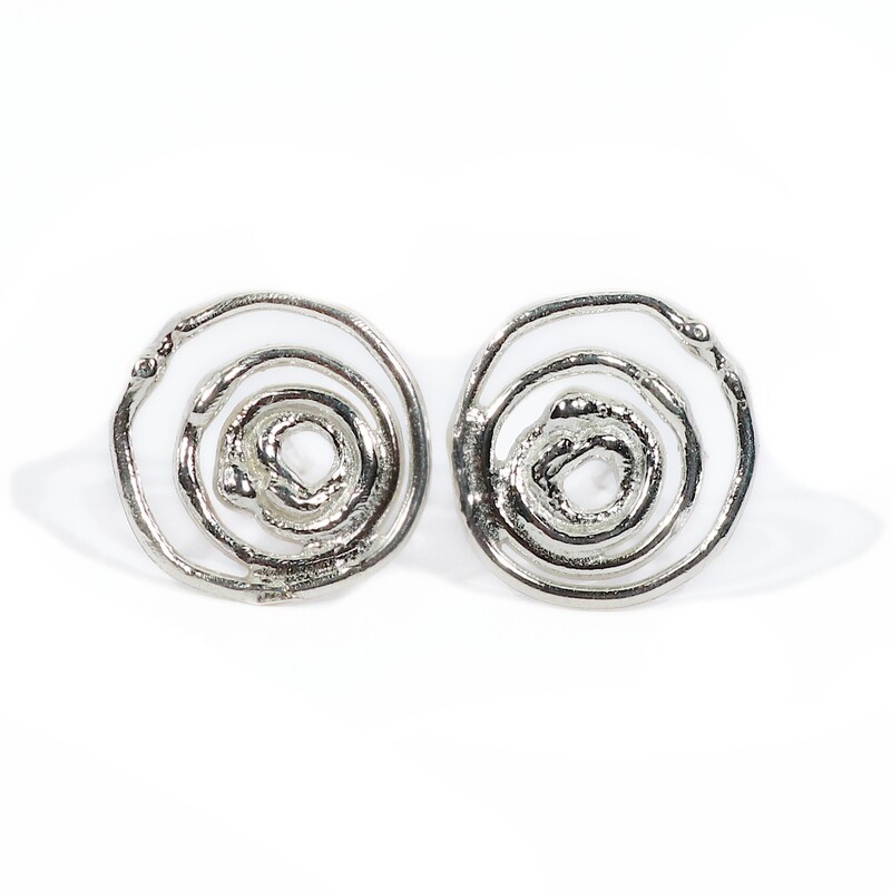 Silver Montana Swirl Stud Earrings (13mm diameter)