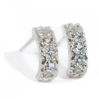 Silver Sky Blue Topaz Filigree Hoop Earrings