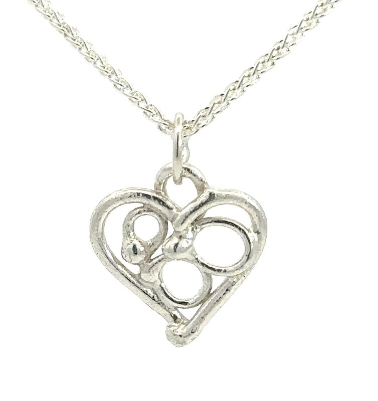 Silver Open Fused Heart Pendant &amp; Chain (13mm wide)