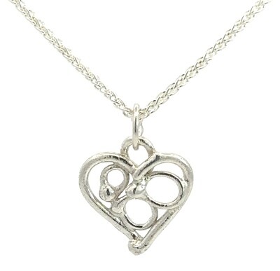 Silver Open Fused Heart Pendant &amp; Chain (13mm wide)