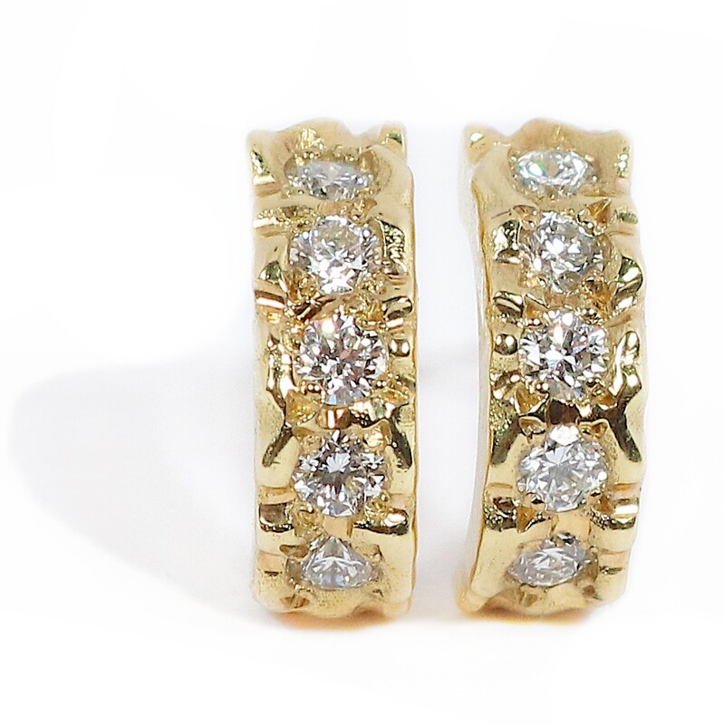 18ct Gold Diamond Filigree Hoop Earrings