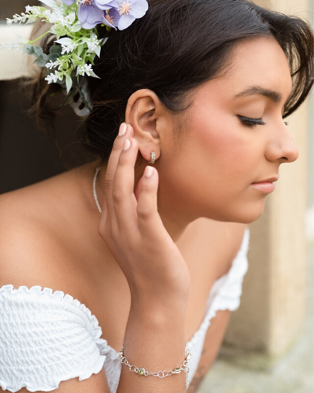 Silver Peridot Filigree Hoop Earrings