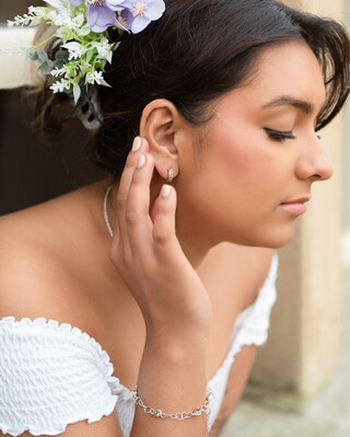 Silver Peridot Filigree Hoop Earrings