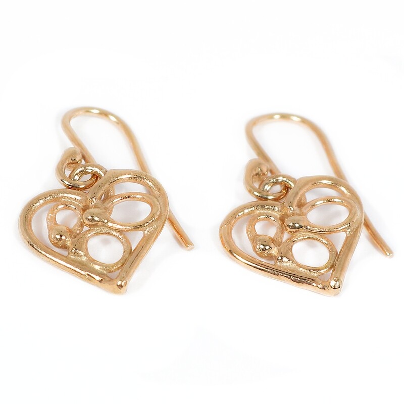 9ct Open Fused Heart Drop Earrings