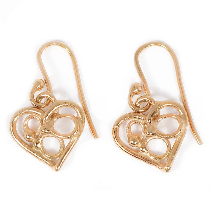 9ct Open Fused Heart Drop Earrings