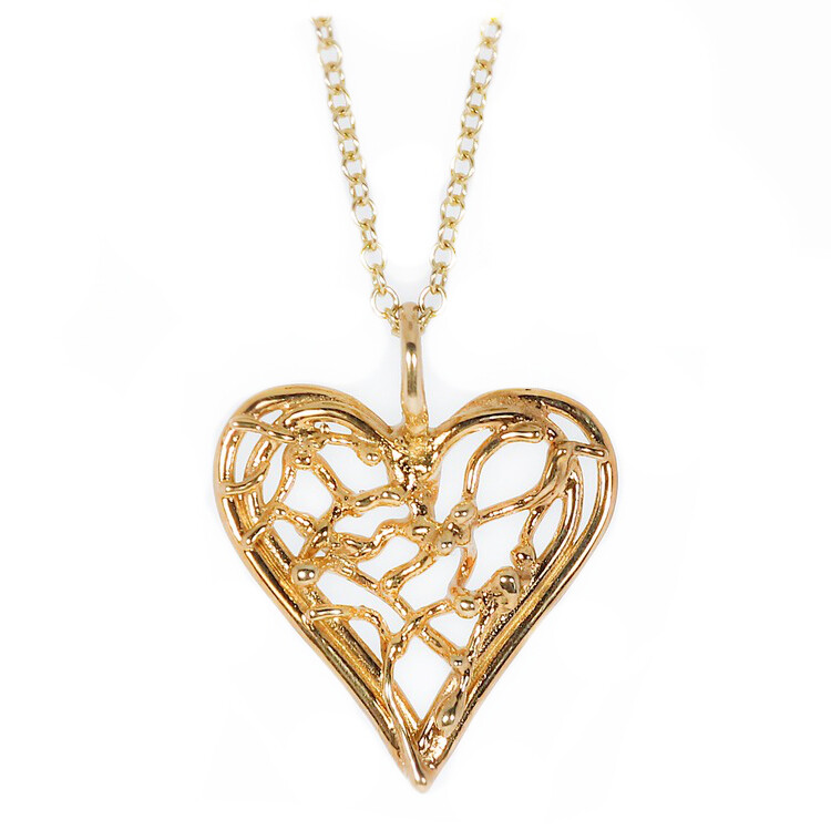 9ct Gold 30mm Birdsnest Heart Pendant