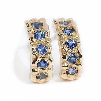 9ct Gold Blue Sapphire Filigree Hoop Earrings