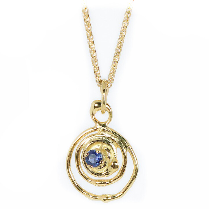 18ct Gold Blue Sapphire Montana Swirl Pendant